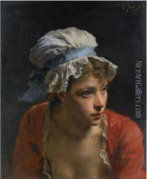 The Mob Cap Oil Painting - Gustave Jean Jacquet