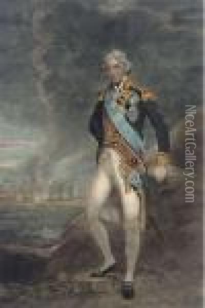 Admiral Lord Nelson, By C. Turner Oil Painting - John Hoppner