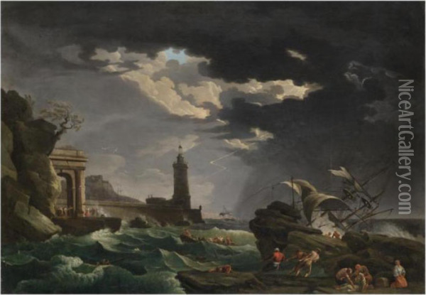A Shipwreck Scene Oil Painting - Claude-joseph Vernet