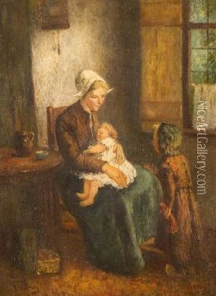 Mutter Mit Kindern Oil Painting - Andries van den Berg