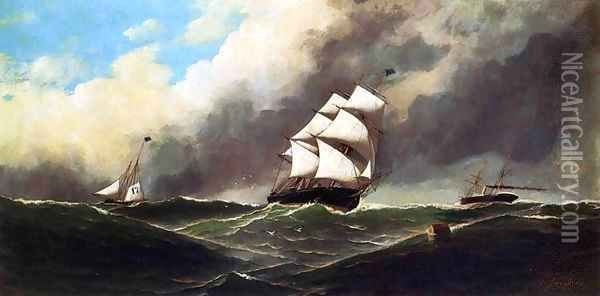 Stormy Seas 1886 Oil Painting - Antonio Jacobsen