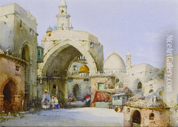 Middle Eastern Street Scenes Oil Painting - Noel Harry Leaver