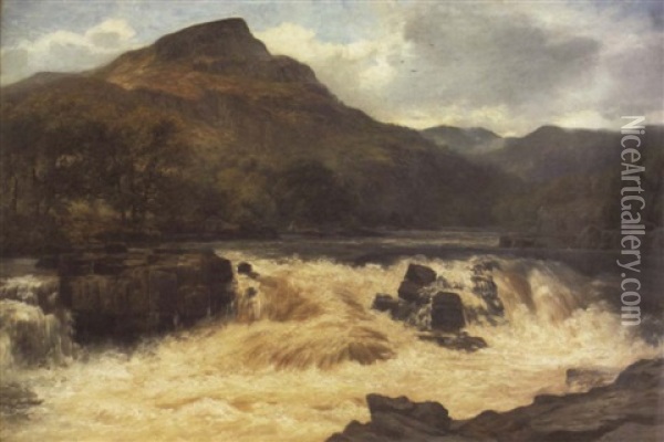 Fishing Above The Falls Oil Painting - William Beattie Brown