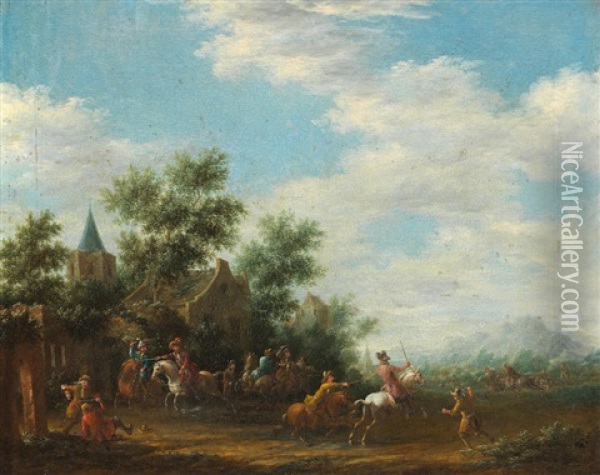 A Cavalry Skirmish Oil Painting - Barend Gael