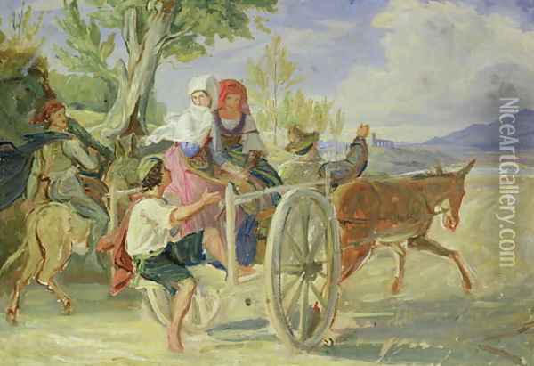Italian Cart Oil Painting - Friedrich Wasmann