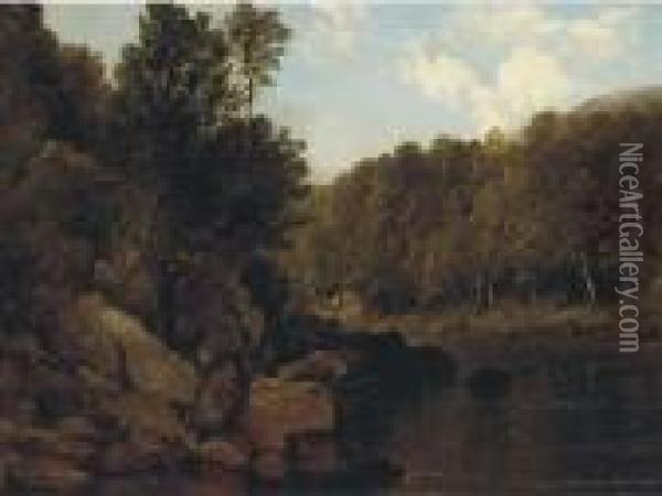 A Tranquil Stretch Of The River Oil Painting - Frederick Richard Lee