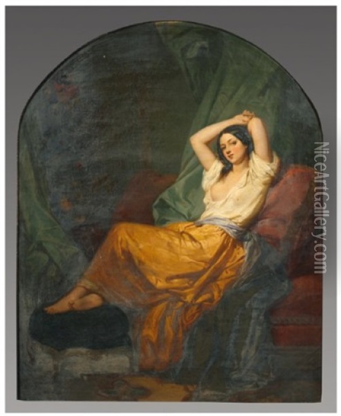 Jeune Fille Dans Un Sofa Oil Painting - Joseph Beaume