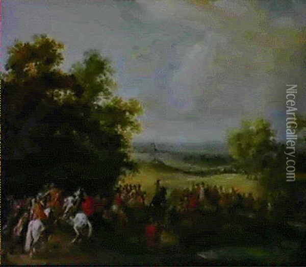 Troupe De Cavalerie Dans Un Paysage Oil Painting - Adam Frans van der Meulen