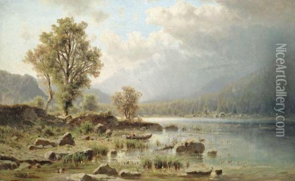 Landschaft Am Hintersee In Der Nahe Von Berchtesgaden Oil Painting - Adolf Chwala