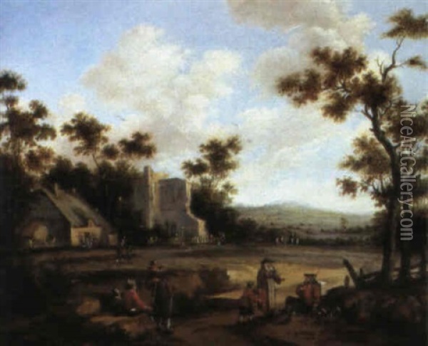 Scene De Village Oil Painting - Cornelis Droochsloot