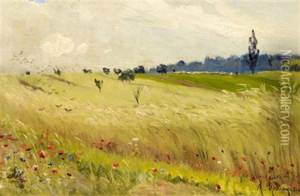 Sommerliches Kornfeld Oil Painting - Alfred Mouillon