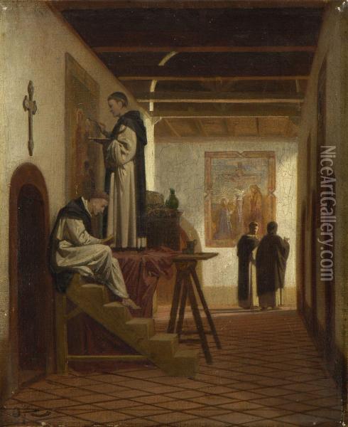 Fra Angelico Da Fiesole Malt Im
 Kloster San Marco Zu Florenz. Oil Painting - Otto Knille