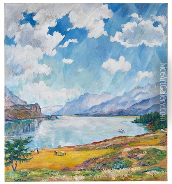 Blick Auf Den Silsersee Oil Painting - Giovanni Giacometti