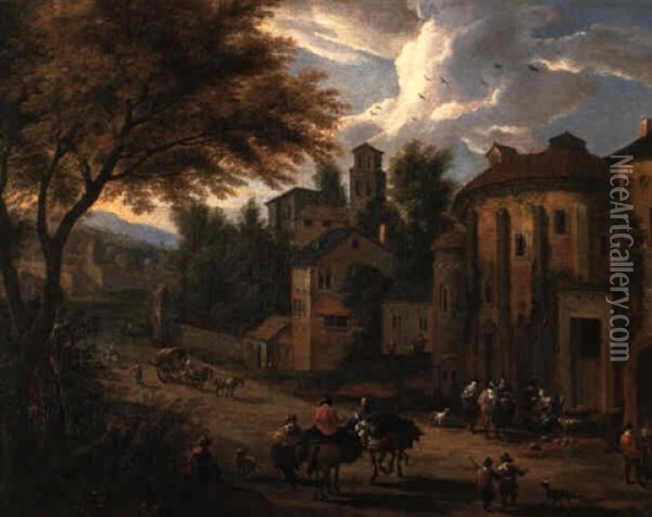 Scene De Marche En Italie Oil Painting - Pieter Bout