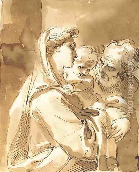The Holy Family Oil Painting - Giuseppe Santi