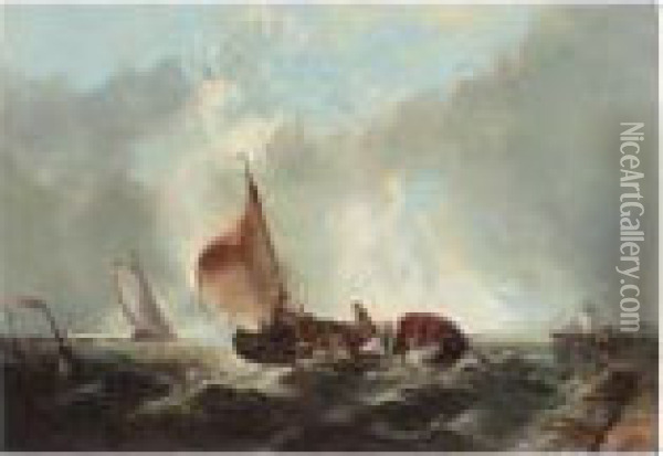Bringing In The Catch Oil Painting - Alfred Montague