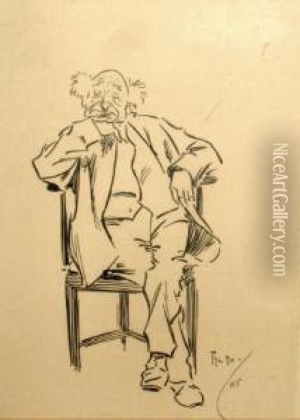 Seated Gentleman Seated Full-length Oil Painting - Philip William May