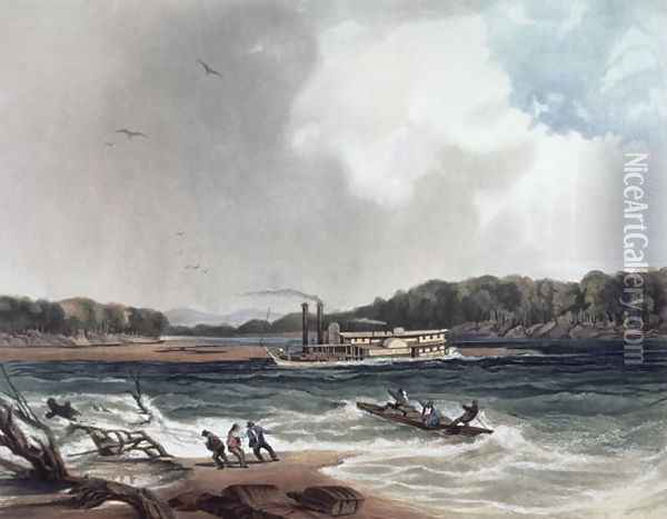 The Steamer Yellow-Stone on the 19th April 1833, plate 4 from volume 2 of `Travels in the Interior of North America, 1832-34', 1844 Oil Painting - Karl Bodmer