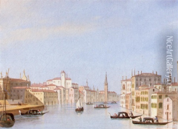 Venice, A View Of The Grand Canal Oil Painting - Carlo Grubacs