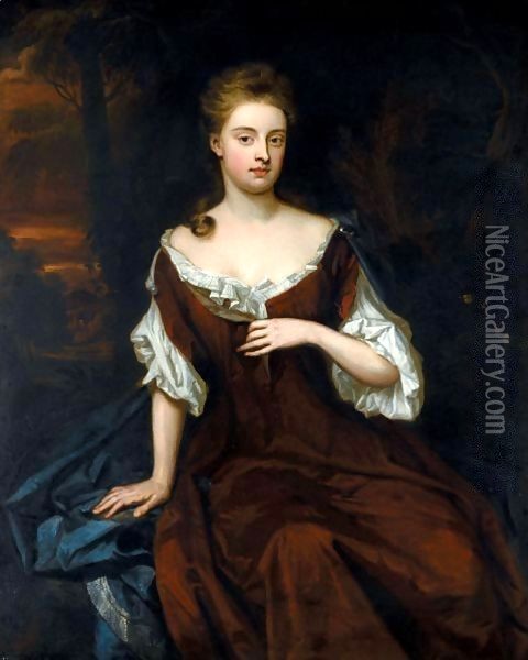 Portrait Of Henrietta, Lady Langley Oil Painting - Sir Godfrey Kneller