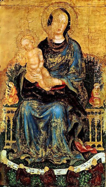 Madonna with Child and Musical Angels Oil Painting - Gentile Da Fabriano