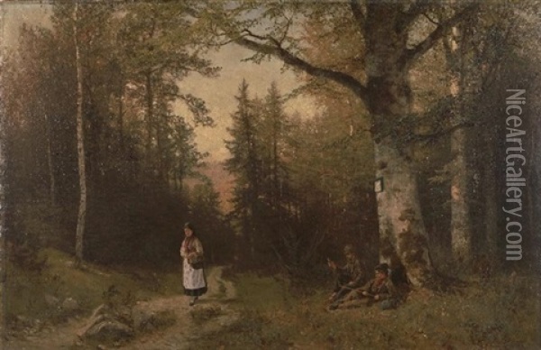 Begegnung Im Walde Oil Painting - Emil Zschimmer