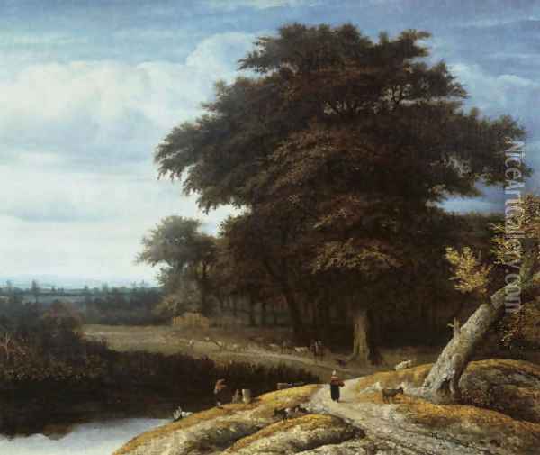 A wooded landscape Oil Painting - Anthonie Van Borssom