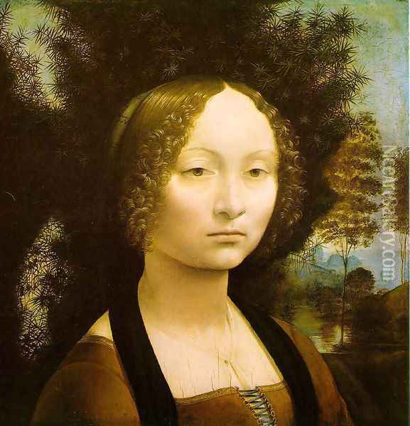 Portrait of Ginevra de' Benci 1474-46 Oil Painting - Leonardo Da Vinci