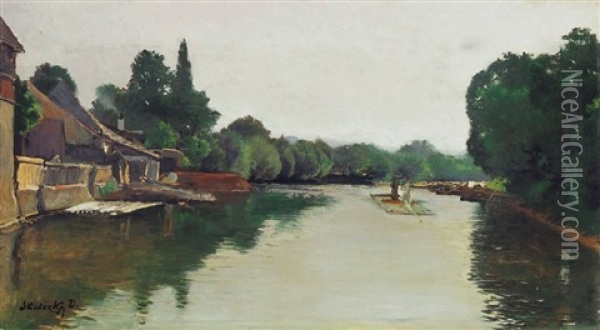 Folyoparti Taj - Riverside Landscape Oil Painting - Dominik Skuteczki