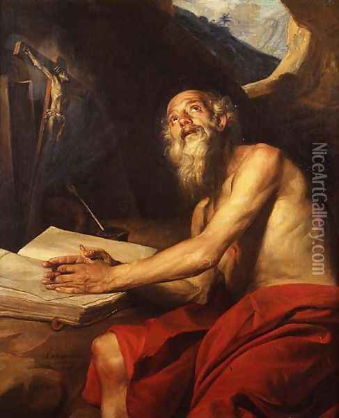 The Vision of St. Jerome Oil Painting - Juan Martin Cabezalero