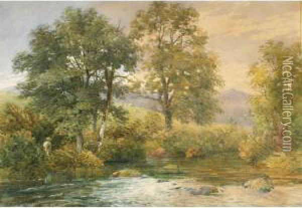 A River Scene Oil Painting - Harry Sutton Palmer