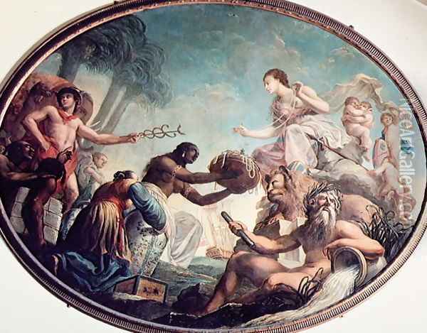 Foster 245 The East offering its riches to Britannia, 1778 Oil Painting - Roma Spiridione