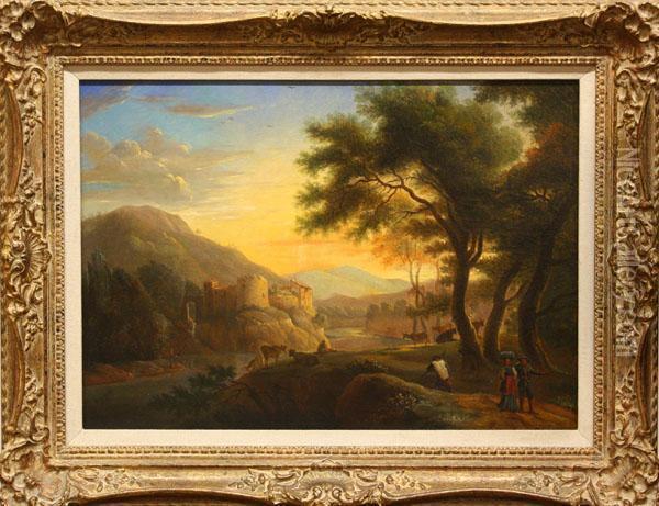 Landscape With Castle Oil Painting - Claude Lorrain (Gellee)