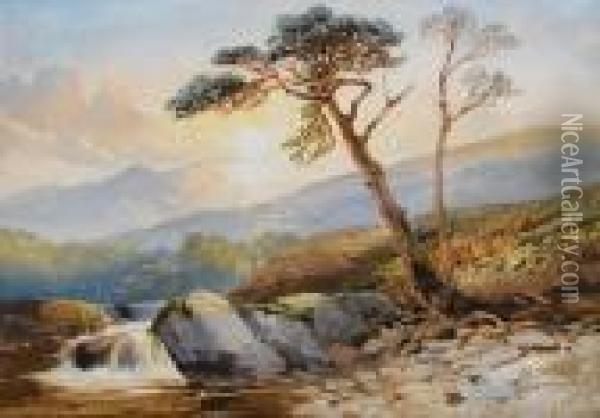 A Stream With Mountains In The Distance Oil Painting - David Hall McKewan