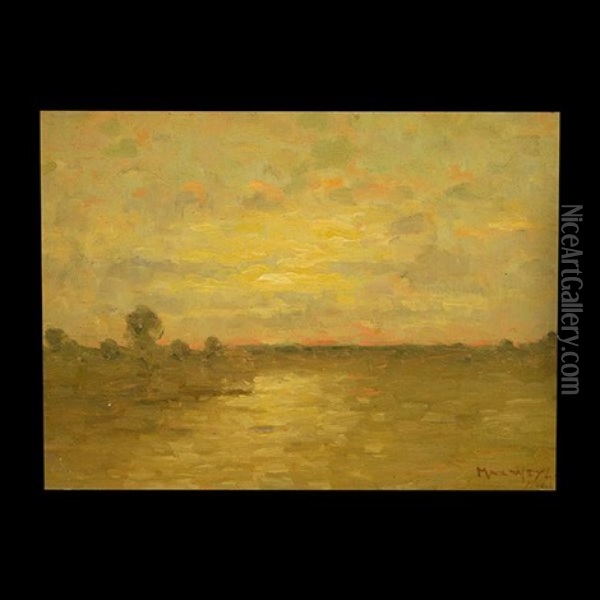 Untitled - Golden Sunset Oil Painting - Max Weyl