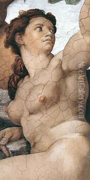 The Fall and Expulsion from Garden of Eden (detail-5) 1509-10 Oil Painting - Michelangelo Buonarroti