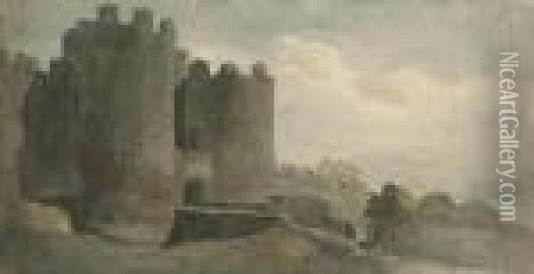 Varley, O.w.s. The Upper Gate 
At Conwy Castle; And Study Of Conwy Castle And An Extensive Mountainous
 Landscape One Signed 'j Varley' , One Signed 'j Varley' One Pencil 
And Watercolour On Paper, Varnished, One Pencil And Grey Wash, The Sheet
 Exten Oil Painting - John Varley