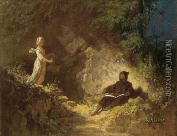 Die Versuchung Oil Painting - Carl Spitzweg