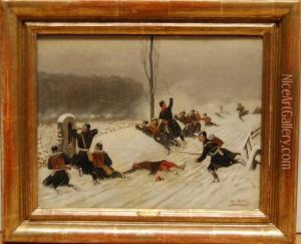 Feuergefecht Im Winter Oil Painting - Christian I Sell
