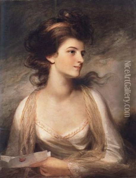 Portrait Of A Lady As Evelina Oil Painting - Sir John Hoppner
