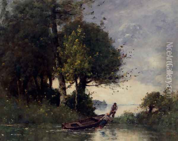 Shoring The Fishing Boat Oil Painting - Paul Trouillebert