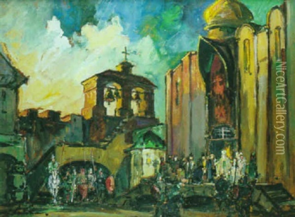 Le Mariage Orthodoxe Oil Painting - Georgi Alexandrovich Lapchine