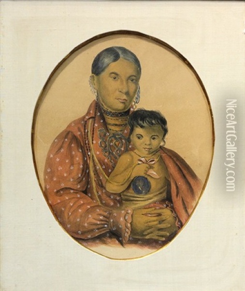 Mohongo And Child Oil Painting - Charles Bird King