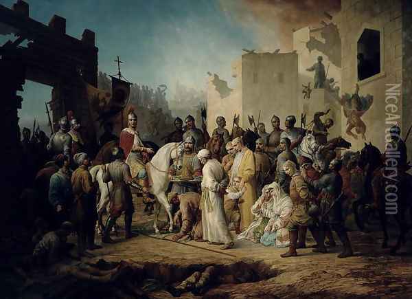 Tsar Ivan IV conquering Kazan in 1552, 1894 Oil Painting - Petr Mikhailovich Shamshin