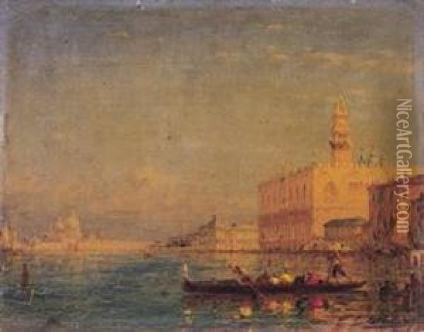 Sommerliche Ansicht Von Venedig. Oil Painting - Charles Clement Calderon