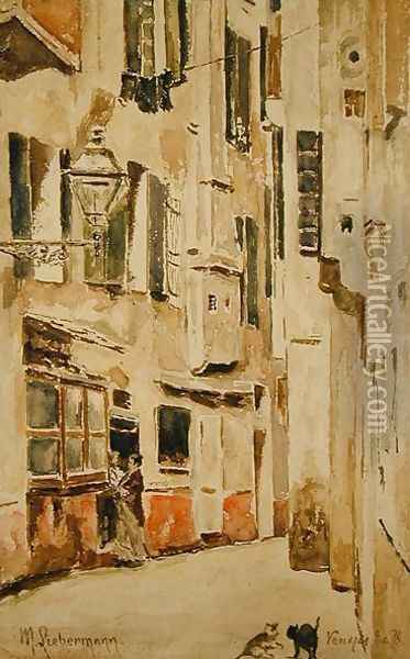 Venetian Street, 1878 Oil Painting - Max Liebermann