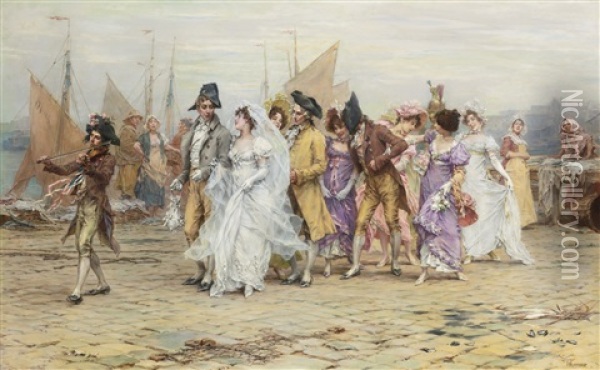 The Wedding Procession Oil Painting - Frederik Hendrik Kaemmerer