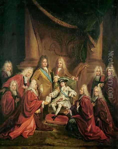 Louis XV (1710-74) Granting Patents of Nobility to the Municipal Body of Paris Oil Painting - Louis de, the Younger Boulogne