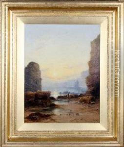 Marsden Rocks, Morning Oil Painting - George Blackie Sticks