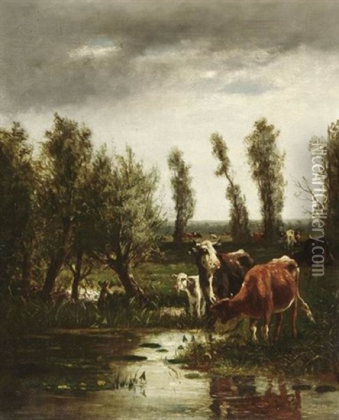 Vieh An Der Tranke Oil Painting - Pieter Dupont